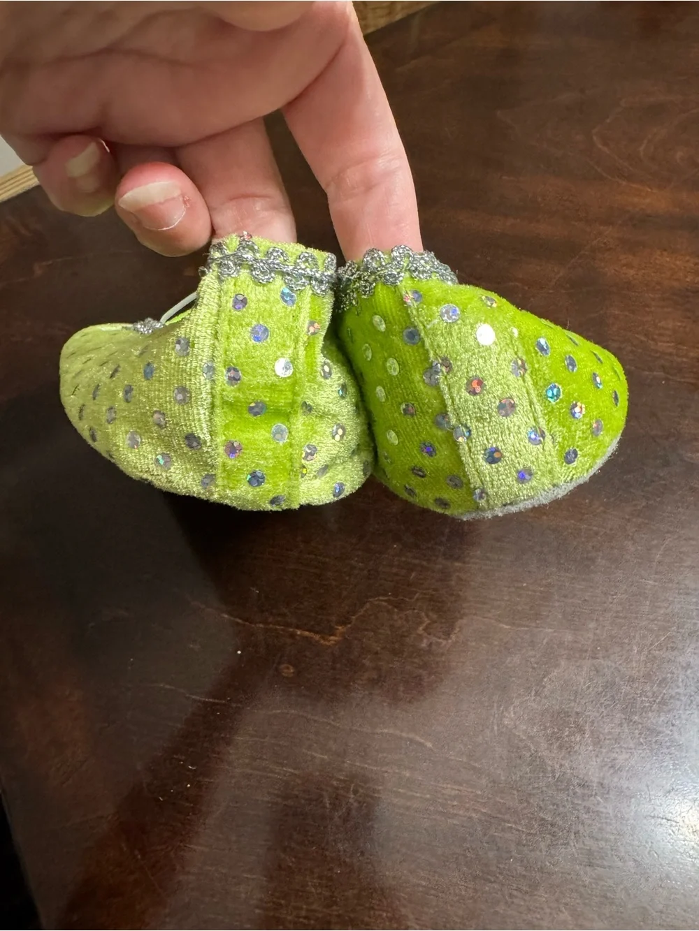 Girls Sparkle Green Ballet Flats - Tinkerbell Style